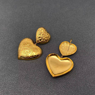 18k Gold Annie Double Heart Earrings