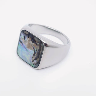 Inlaid Abalone Shell Stainless Steel Ring
