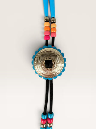 Vintage Blue Beaded Bolo Tie