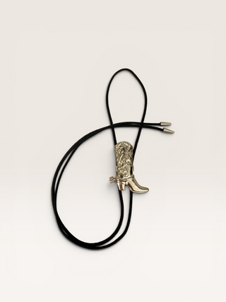 Silver Cowboy Boot and Spur Bolo Tie