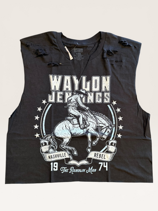 Chop Shop Waylon Jennings 1974 Crop Tank Top