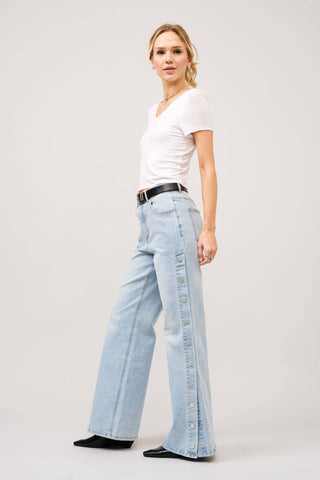 Stevie Wide Leg Mid Rise Denim