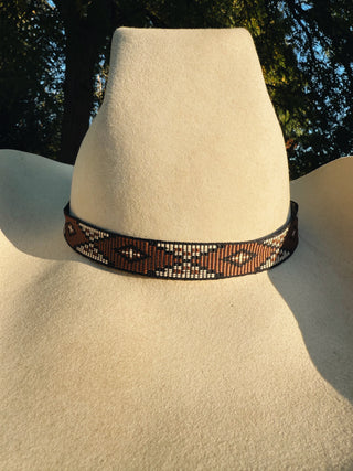 Twister Diamond Ribbon Hat Band Brown