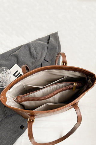 Jet Set Vegan Leather Woven Tote