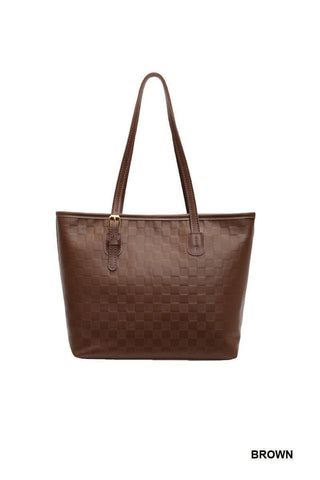 Jet Set Vegan Leather Woven Tote
