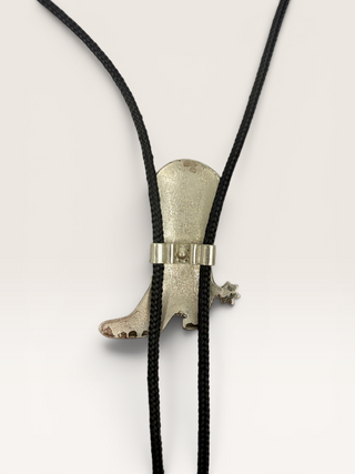 Silver Cowboy Boot and Spur Bolo Tie