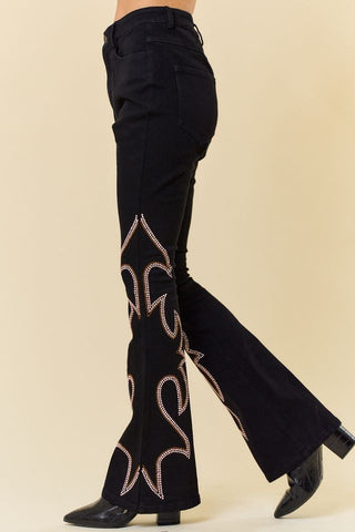 Wait For Me Denim Bell Bottom Embellished Jeans