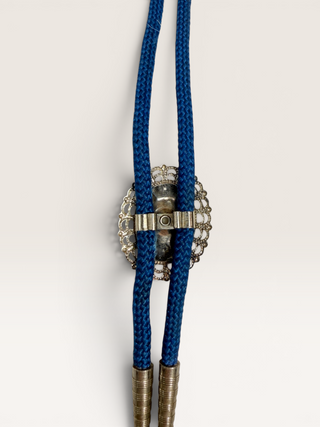 Vintage Acrylic Blue Rose Bolo Tie
