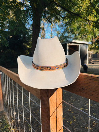 Twister Hat Band Floral Tooled Underlay Blue