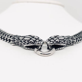 Double Snake Head Men's Chain Necklace