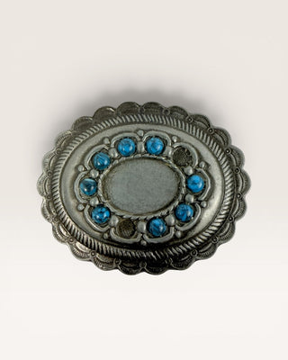 Decorative Turquoise Oval Metal Belt Buckle