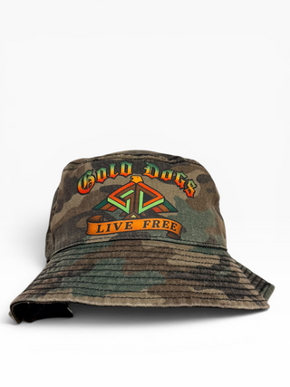 Gold Dogs Live Free Camo Bucket Hat