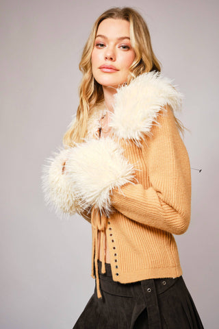 Penny Faux Fur Trim Sweater