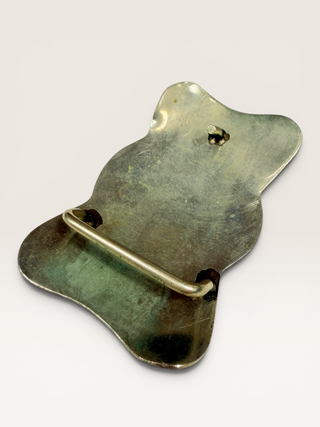 Vintage Brass and Silver Horse Head Belt Buckle