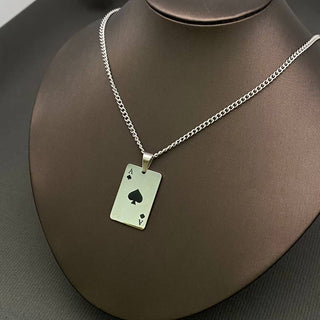Stainless Steel Ace Of Spades Necklace