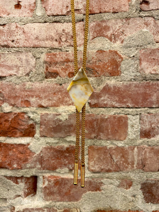Diamond Agate Slab Bolo Tie