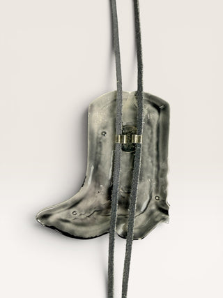 Ceramic Cowboy Boot Bolo Tie