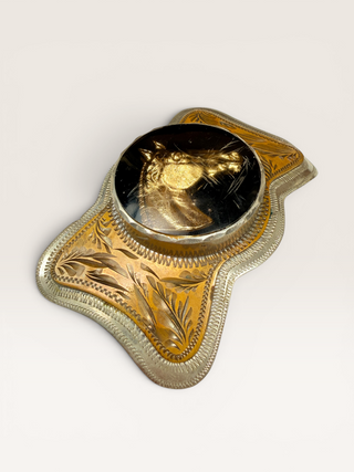 Vintage Brass and Silver Horse Head Belt Buckle