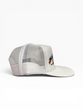 Gold Dogs Live Free White Chrome Flat Bill Trucker Hat