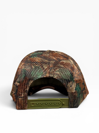 Gold Dogs Live Free Woodland Camo Trucker hat