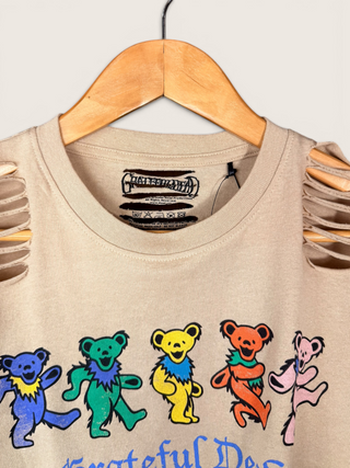 Grateful Dead Bears Distressed Chop Shop Crop T-Shirt