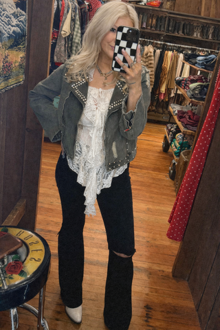 After Party Denim Moto Jacket