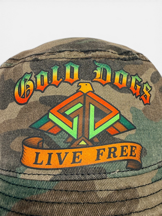 Gold Dogs Live Free Camo Bucket Hat