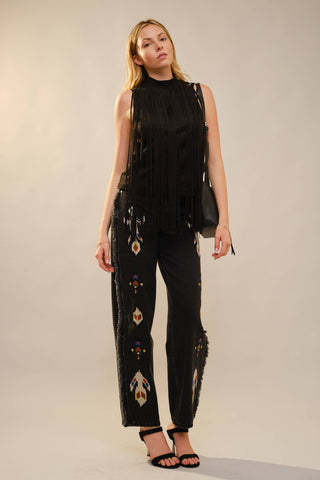 Sonora Embroidered Fringe Jeans