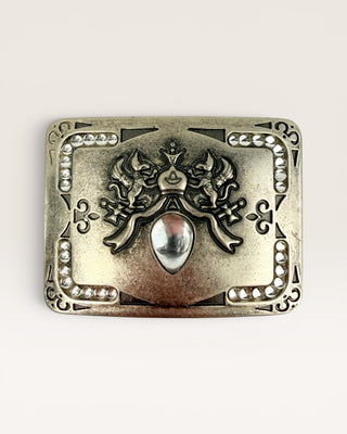 Dual Griffin Bejeweled Belt Buckle