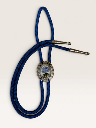 Vintage Acrylic Blue Rose Bolo Tie