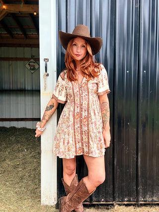 In Bloom Mini Dress Natural