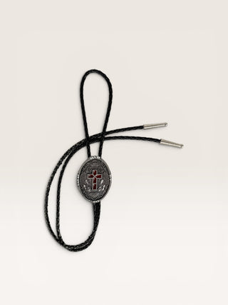 Vintage Silver and Red Cross Bolo Tie
