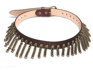 Boho Western Brass Chain Genuine Leather Belt