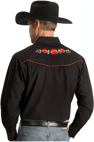 Ely Cattleman Rose Embroidery Western Snap Up Shirt