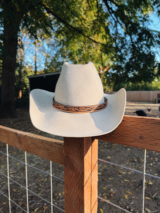 Twister Hat Band Floral Tooled Underlay Blue