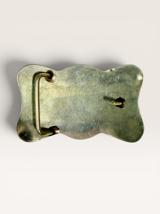 Vintage Brass and Silver Horse Head Belt Buckle