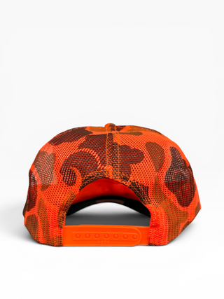 Gold Dogs Live Free Orange Camo Trucker Hat