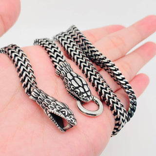 Double Snake Head Men's Chain Necklace