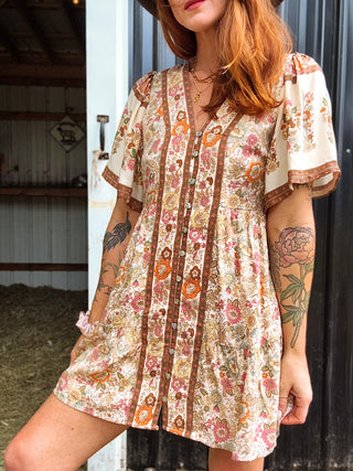 In Bloom Mini Dress Natural