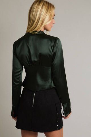 Stella Tie Front Satin Blouse