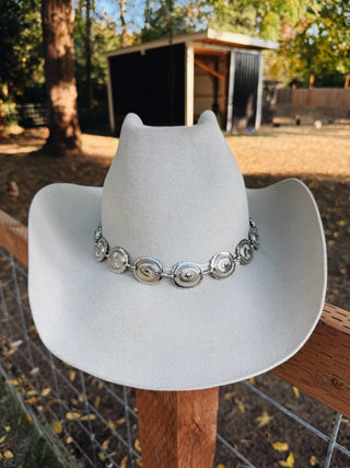 Twister Hat Band  1" Silver Conchos