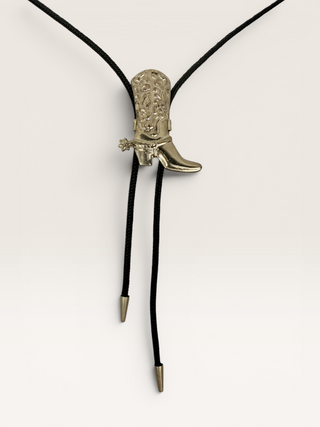 Silver Cowboy Boot and Spur Bolo Tie
