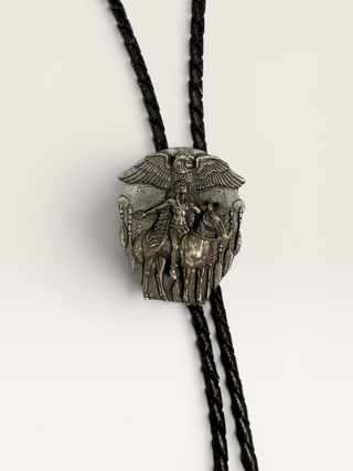 Vintage 1988 Siskiyou Native American Warrior Bolo Tie