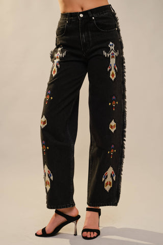 Sonora Embroidered Fringe Jeans