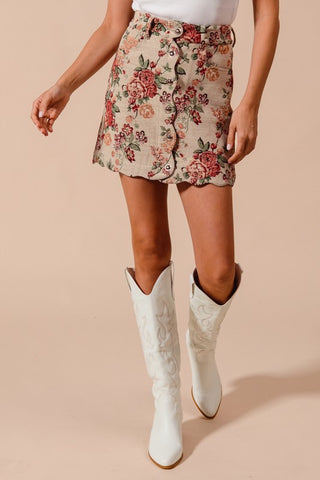 Letting Me Down Jacquard Tapestry Mini Skirt