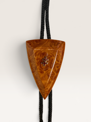 Vintage Wooden Triangle and Cross of Lorraine Bolo Tie