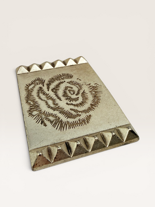 Etched Rose Metal Belt Buckle