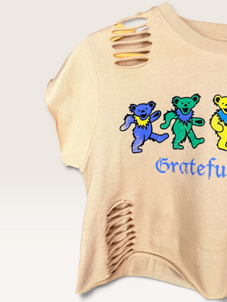 Grateful Dead Bears Distressed Chop Shop Crop T-Shirt
