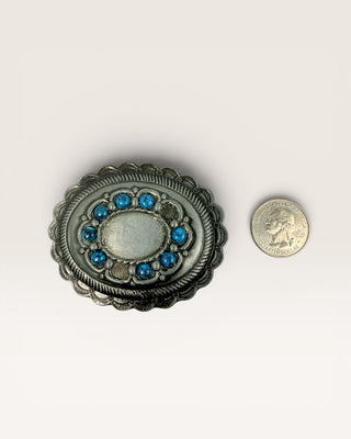 Decorative Turquoise Oval Metal Belt Buckle