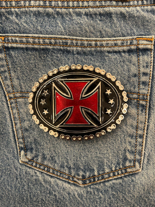 Red Iron Cross Belt Buckle